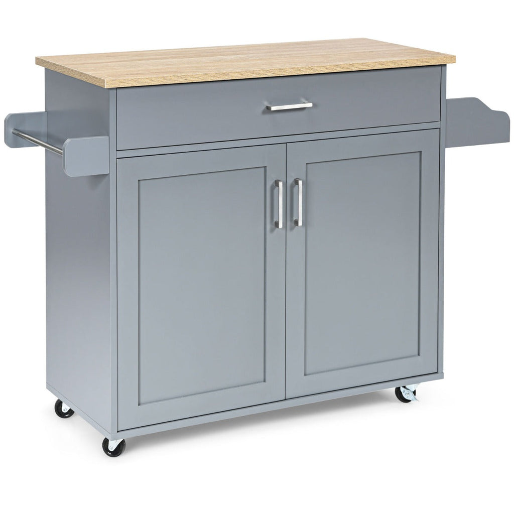 NNECW Kitchen Island Cart with Lockable Rubber Casters for Kitchen-Grey