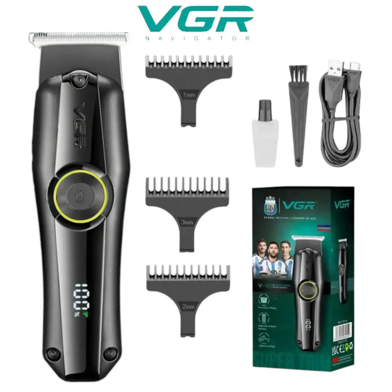 VGR V-905 Cortadora Profesional de Pelo y Barba – Trimmer de Precisión con Cuchilla en T y 3 Velocidades